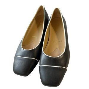 Trotters Signature Black Leather Square Toe Ballet Flats Women's Size 8M